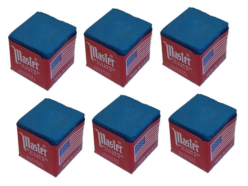 Master Set of 6 Blue Billiard Pool Cue Chalk
